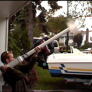 Man firing a potato gun