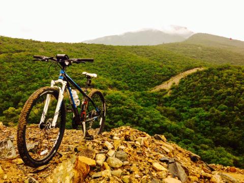 Mountain biking at Cerro de las Mitras in Monterrey, Mexico