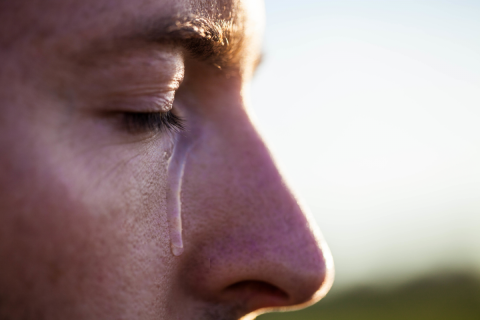 Man with a tear running down his face by Pearl | Lightstock.com | Used by Permission